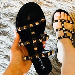 Black Stud Sandals